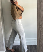 Gray Rylan Mid Rise Wide Leg Denim