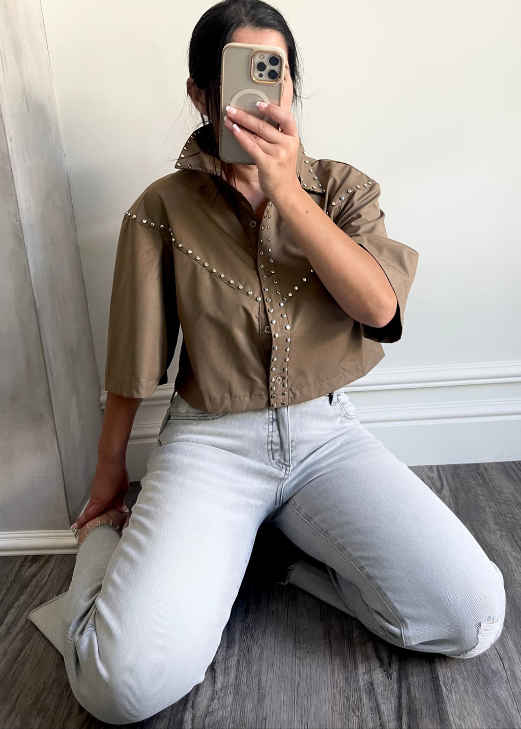 Gray Rylan Mid Rise Wide Leg Denim