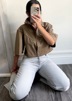 Gray Rylan Mid Rise Wide Leg Denim