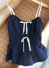 Navy Ribbon Top