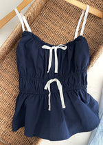 Navy Ribbon Top