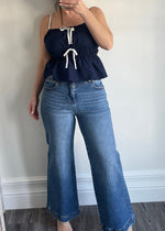 Navy Ribbon Top