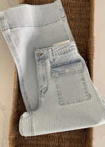 Denim Blue Pinstriped Wide Leg