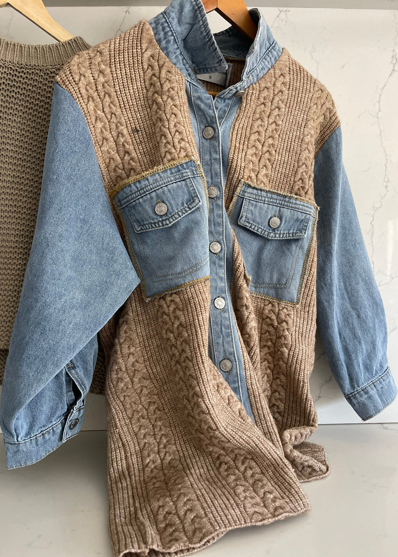 Mocha & Denim Shirt Coat