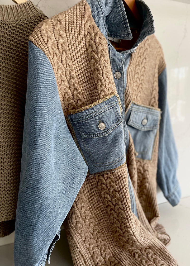 Mocha & Denim Shirt Coat