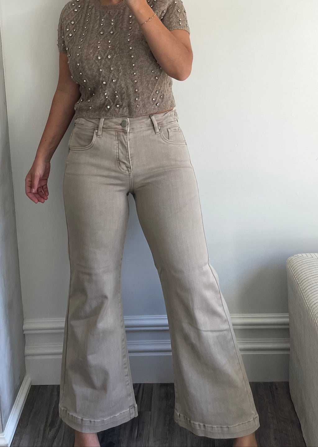 Mocha Paige Wide Leg Denim