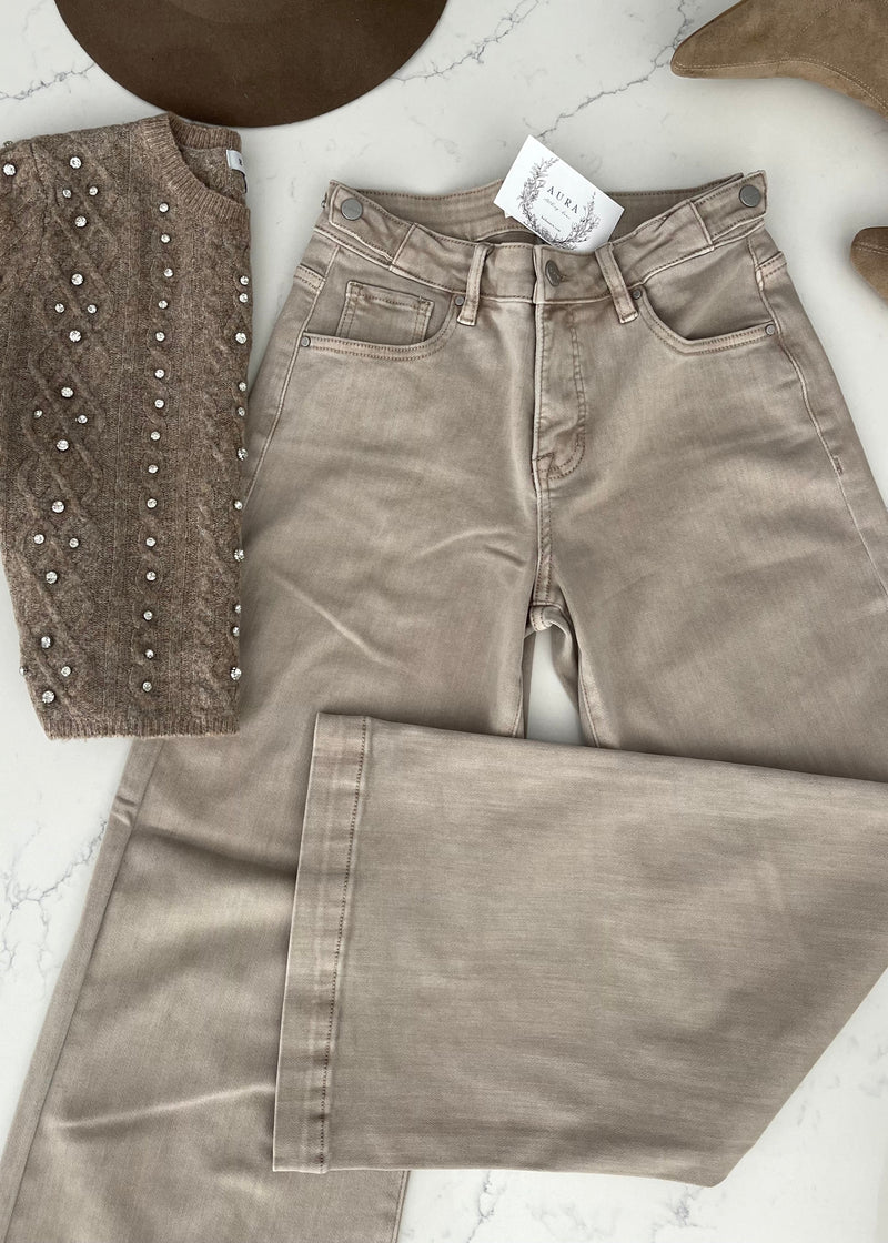 Mocha Paige Wide Leg Denim