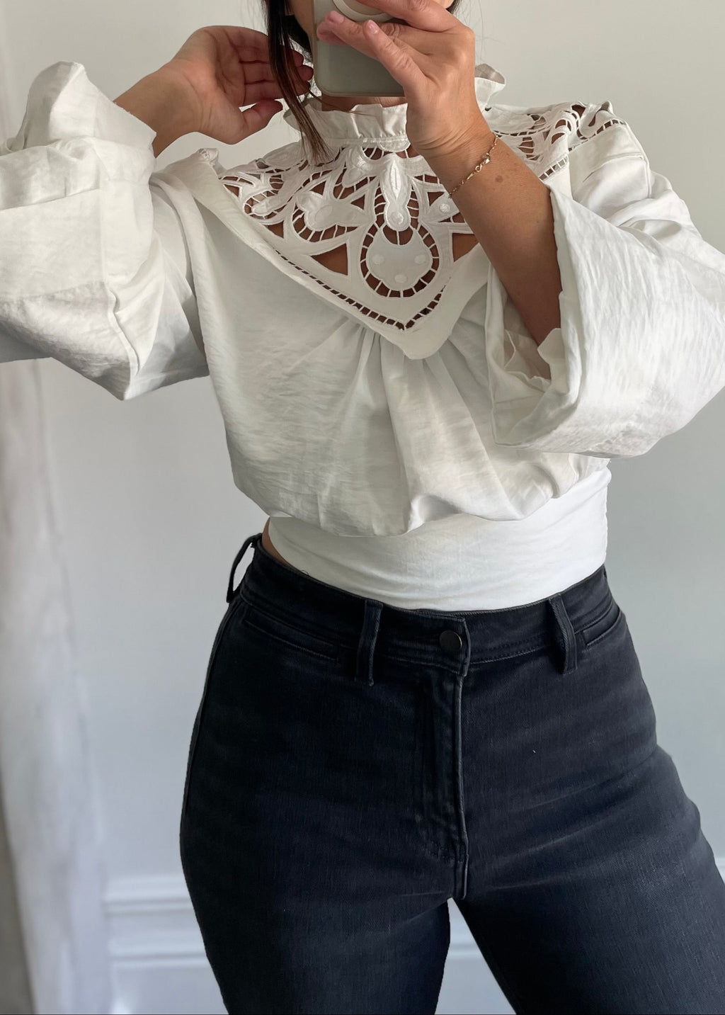 White Romantic Eyelet Tie Back Top