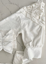 White Romantic Eyelet Tie Back Top