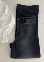 Black Mia Vintage Wash Wide Leg Denim