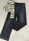 Black Mia Vintage Wash Wide Leg Denim