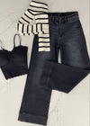 Black Mia Vintage Wash Wide Leg Denim