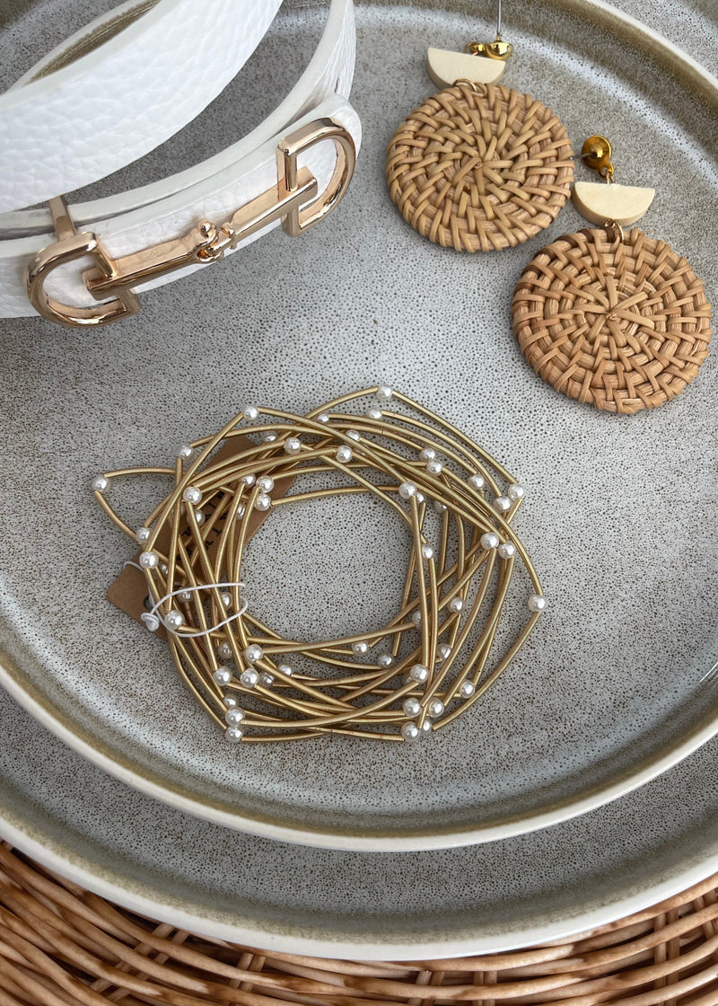Gold & Pearl Multi Strand Bracelet