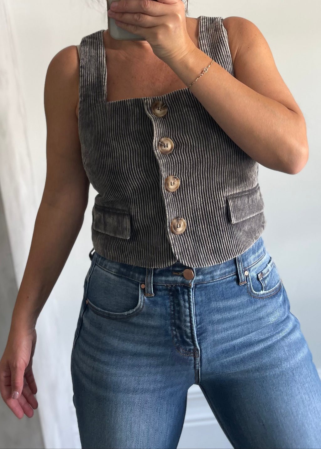 Gray Vintage Wash Vest