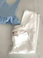 Blue Paris Pearl Peplum Top