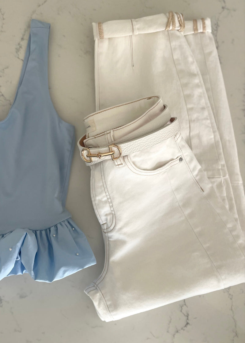 White Portfolio Skinny Belt