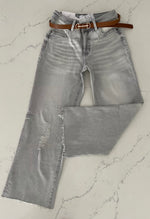Gray Rylan Mid Rise Wide Leg Denim