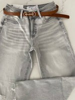 Gray Rylan Mid Rise Wide Leg Denim