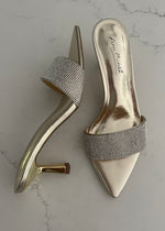 Gold Paris Rhinestoned Kitten Heel