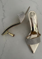 Gold Paris Rhinestoned Kitten Heel