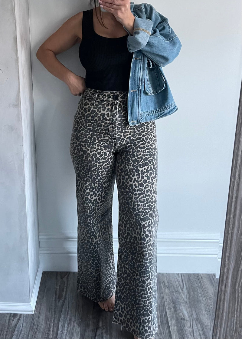 Leopard Denim Wide Leg