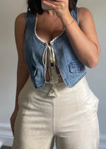 Denim Vest With Tassel
