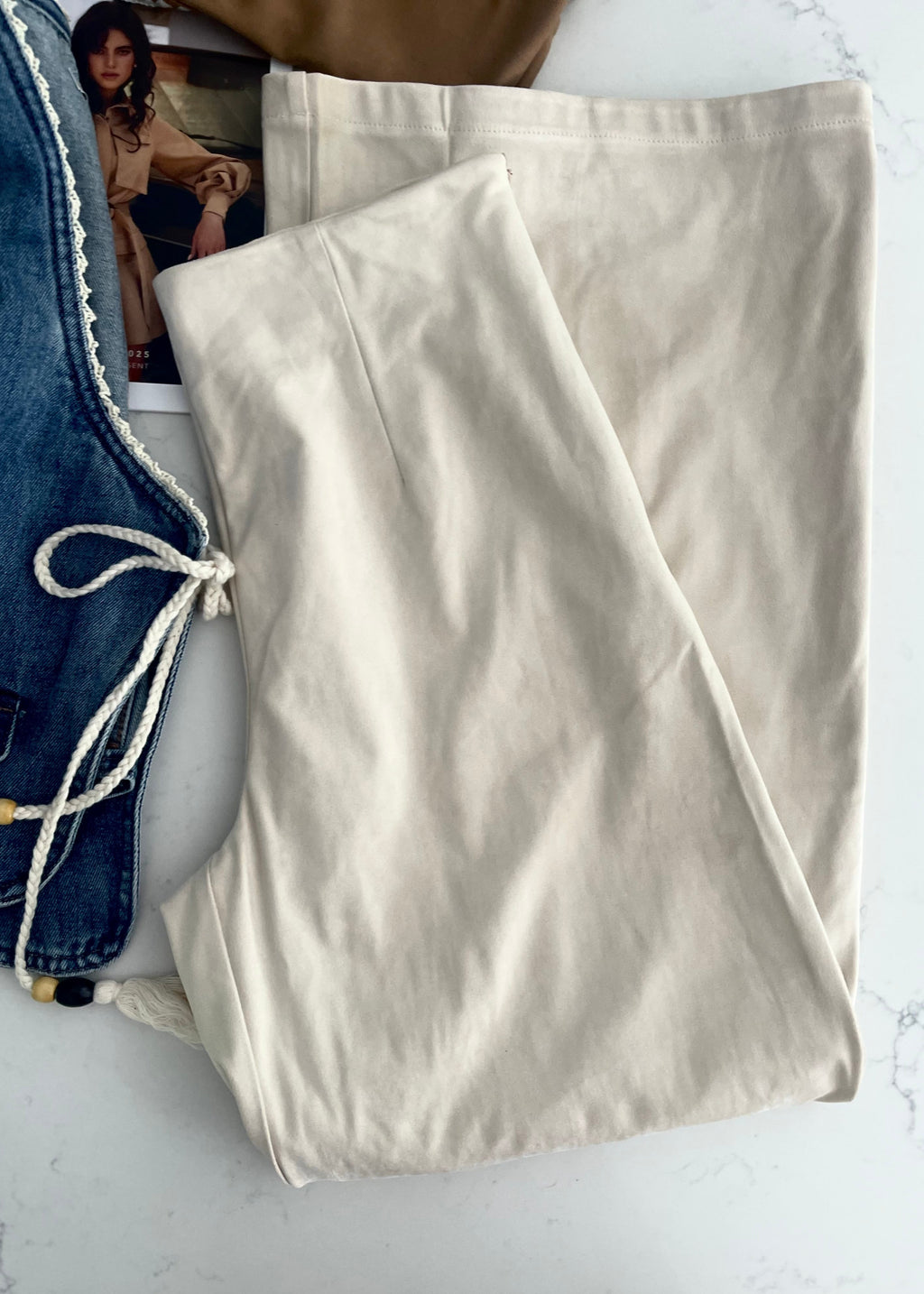 Oat Suede Wide Leg Pant