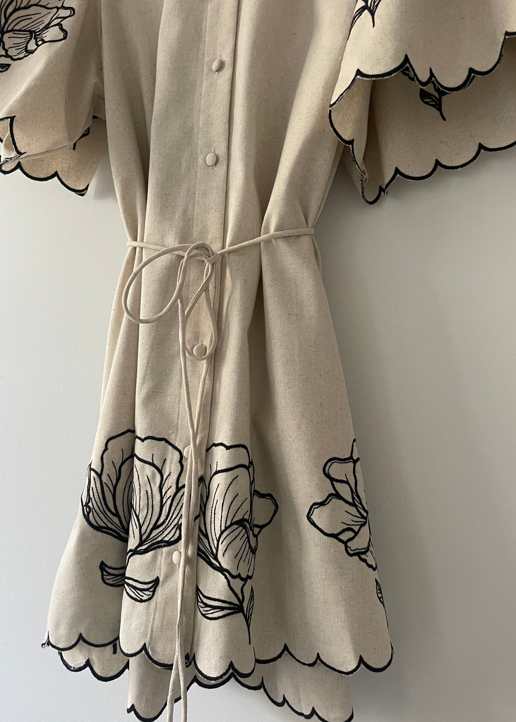 Oatmilk Paris Linen Embroidered Dress