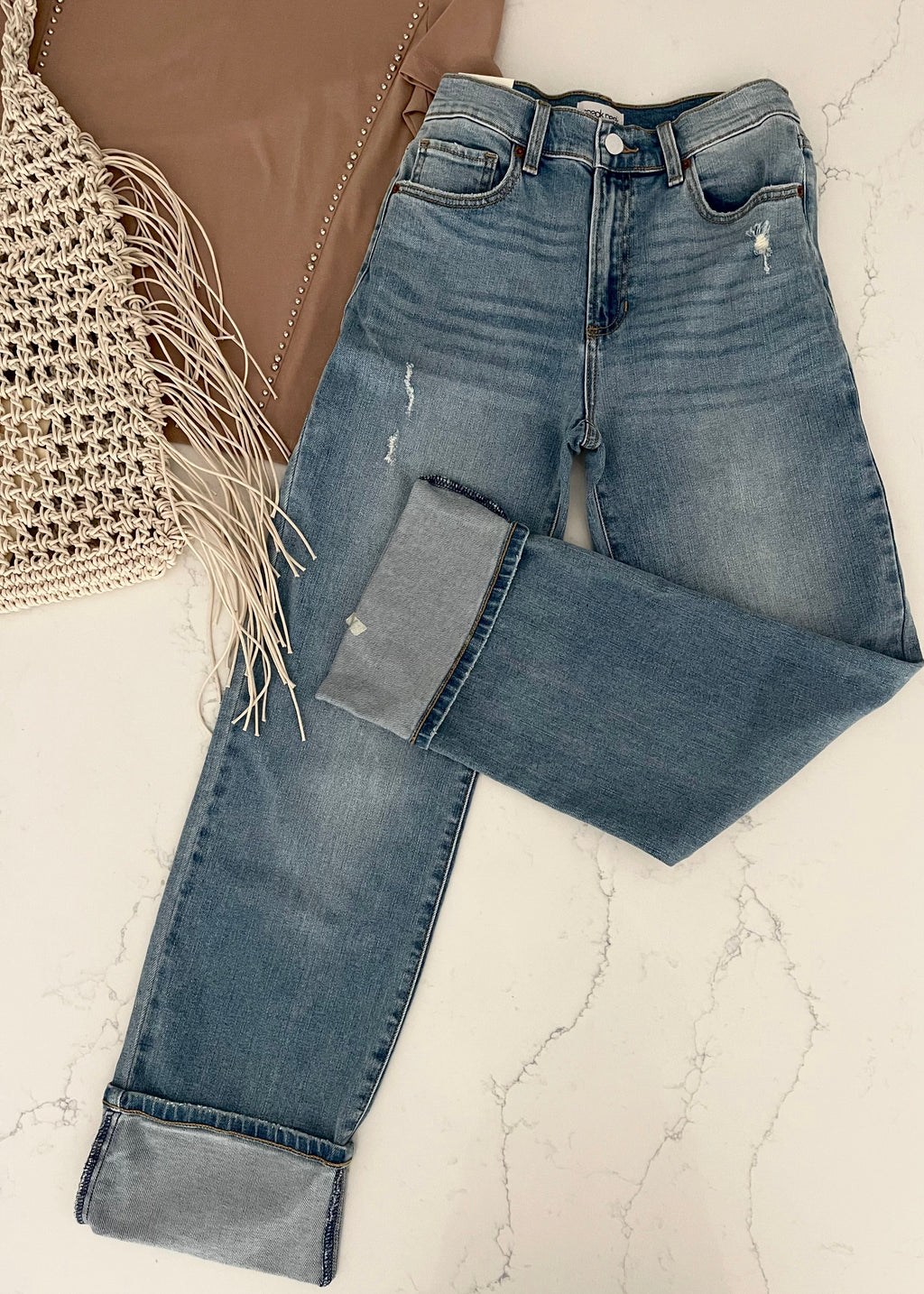 Denim Lira High Rise Cuff Straight
