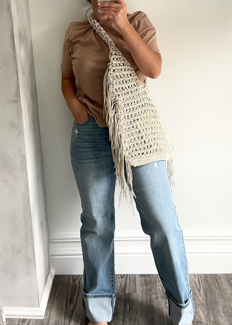 Denim Lira High Rise Cuff Straight