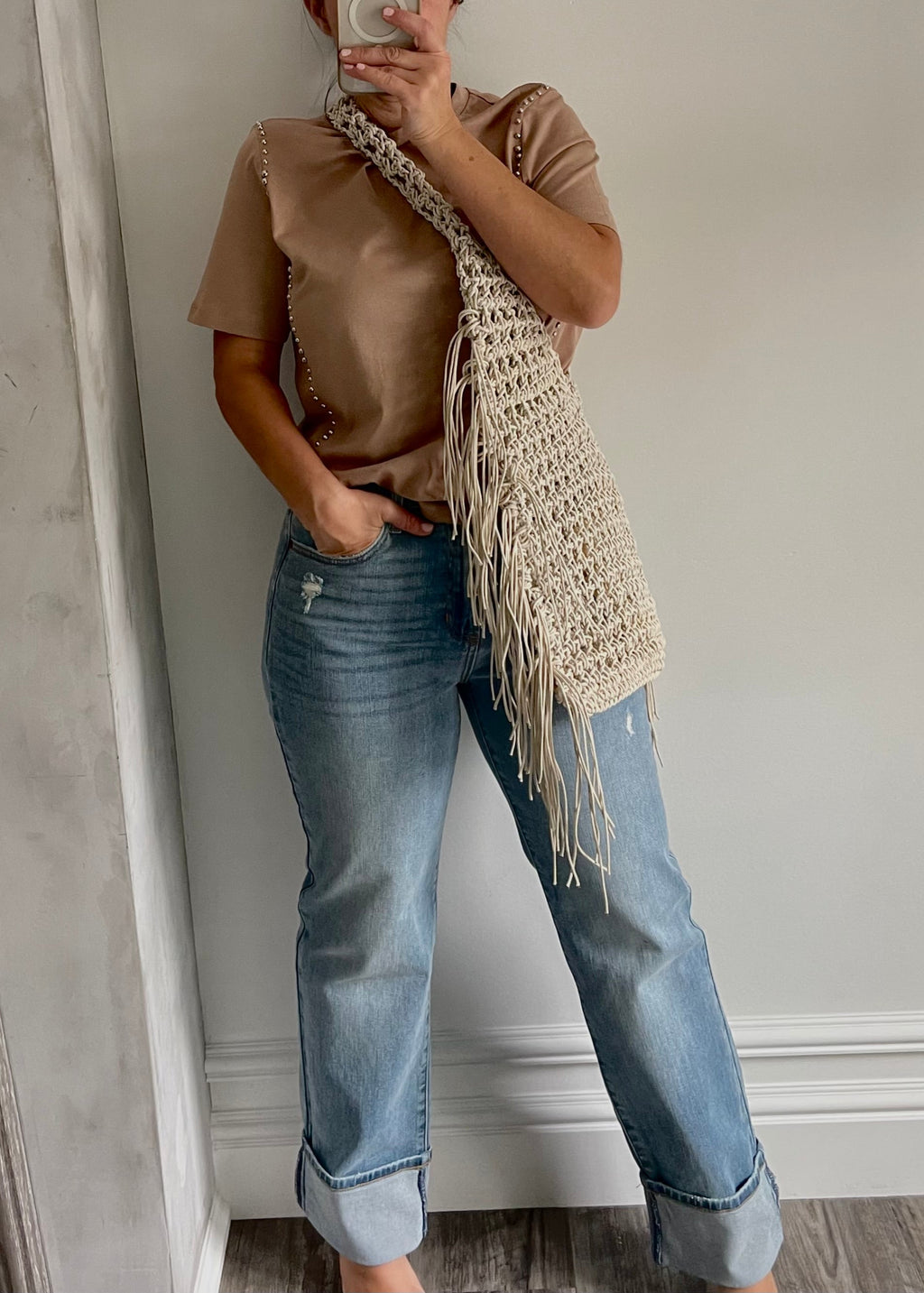 Mocha Western Studded Tee