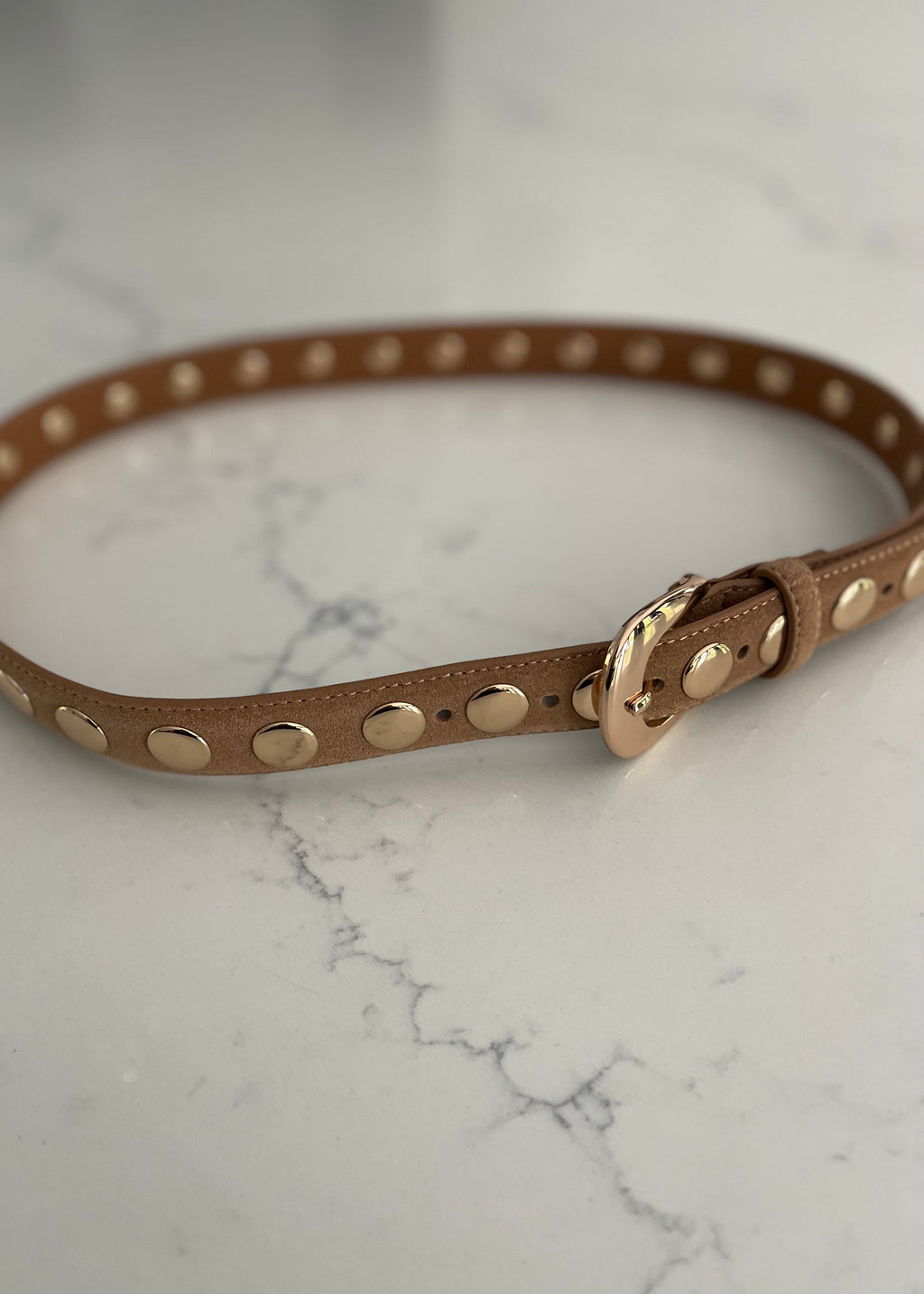 Camel Genuine Leather Stud Belt