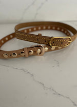 Camel Genuine Leather Stud Belt