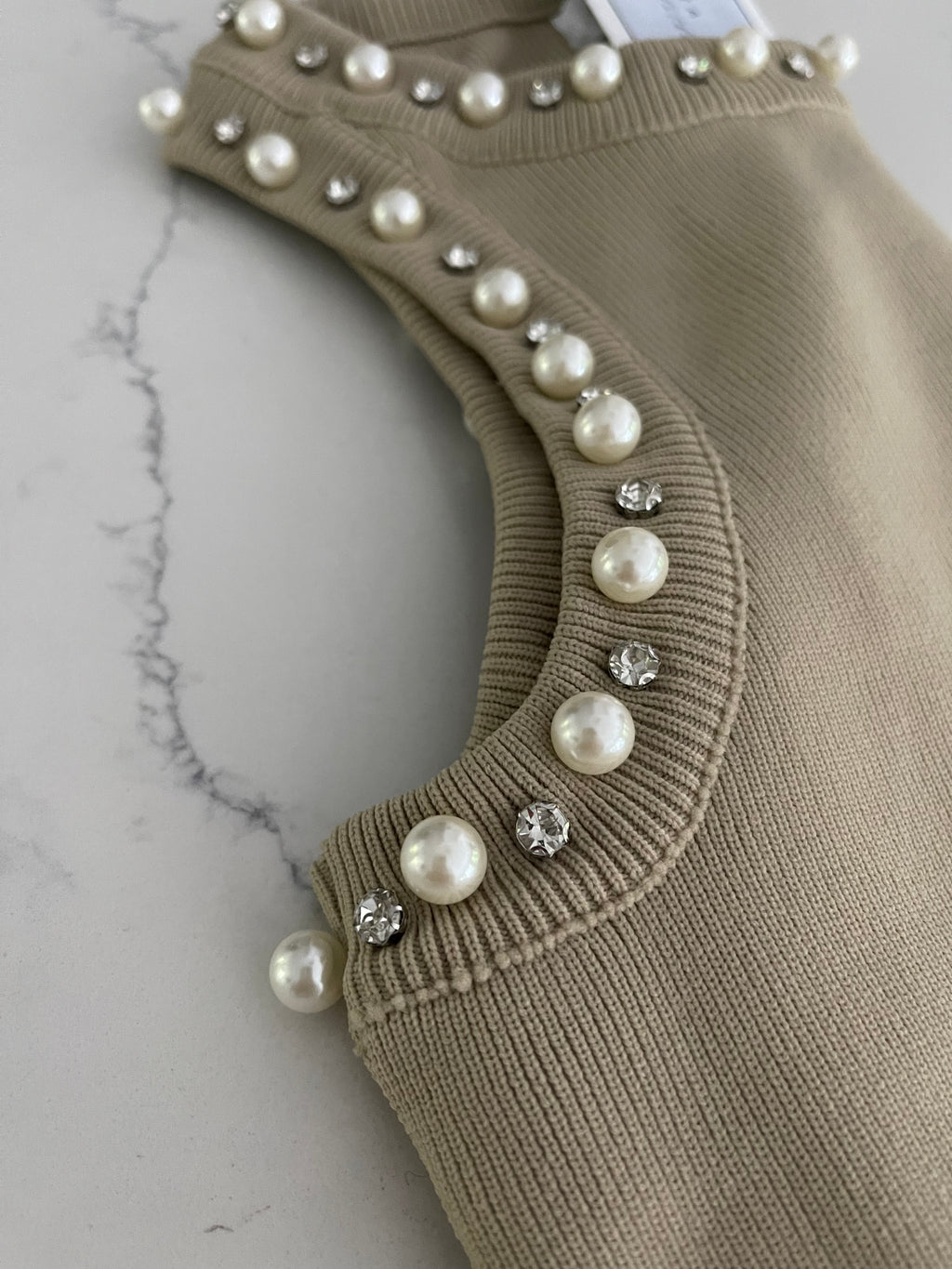Oat Embellished Pearl Tank