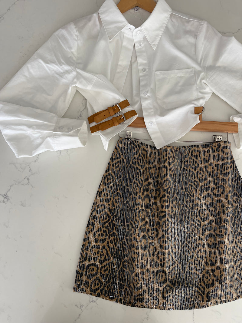 Leopard Sequin Paris Skirt