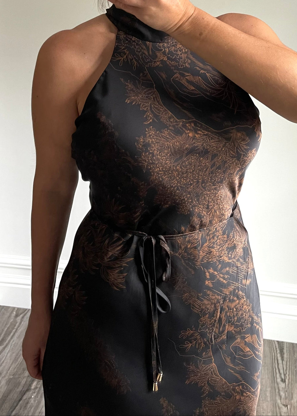 Black and Espresso Formal Silky Maxi