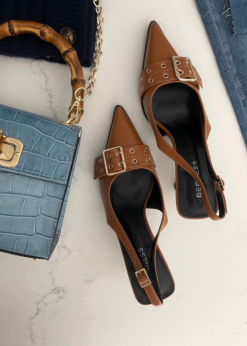 Camel Kitten Heel Slingback
