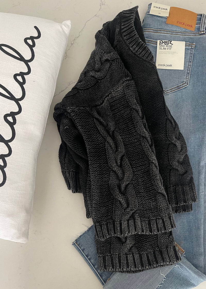 Charcoal Cable Knit Sweater