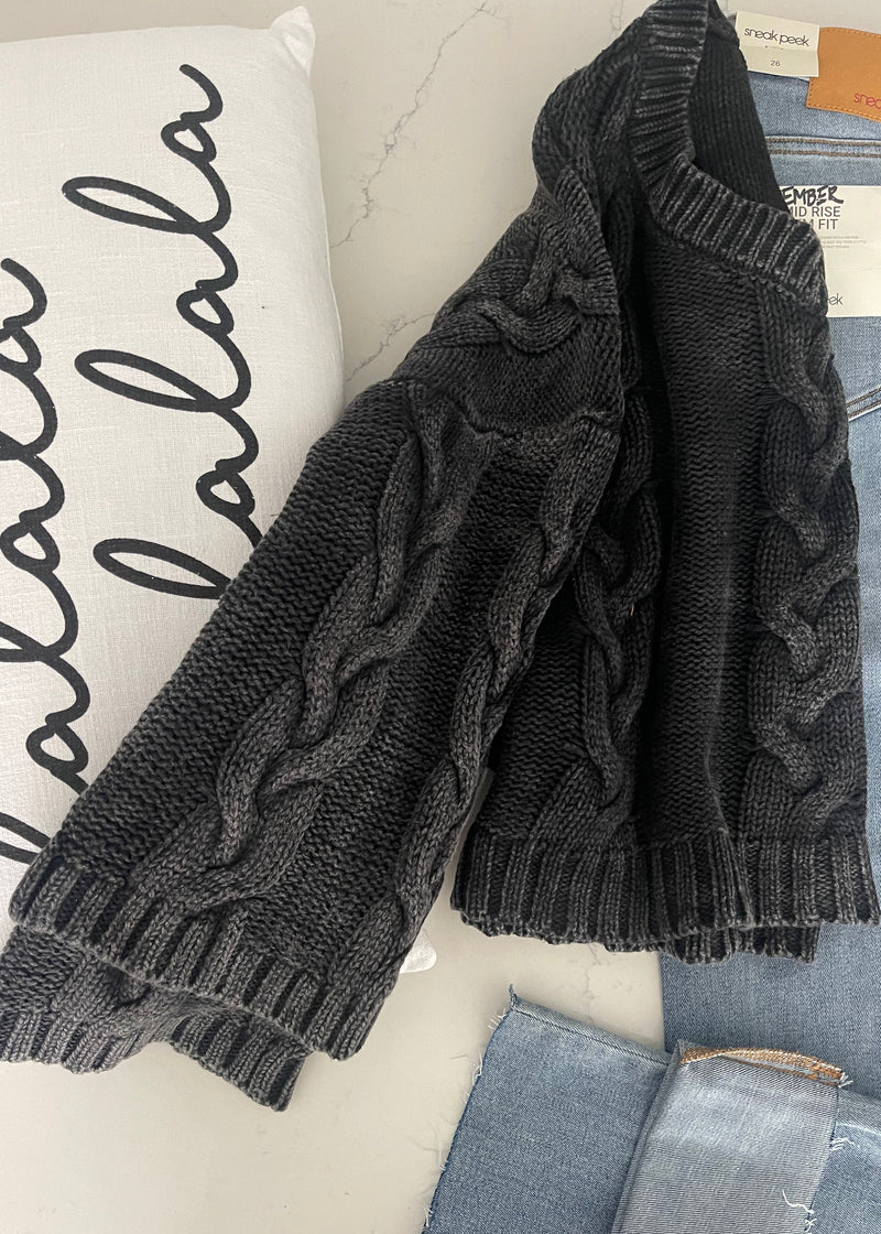 Charcoal Cable Knit Sweater