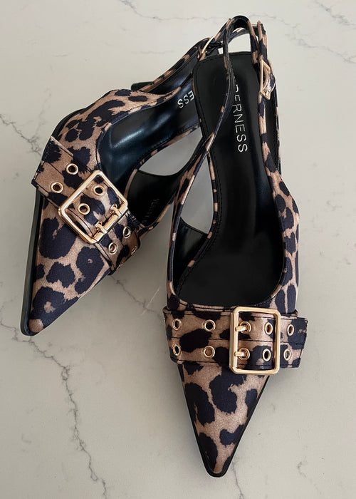 Black Leopard Slingback