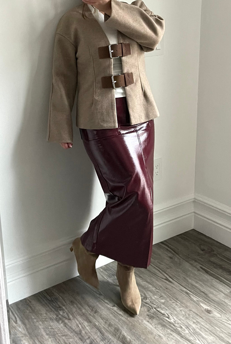 Mocha Belted Mohaire Jacket