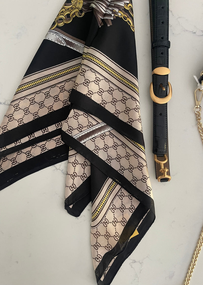 Black Chain Link Silky Scarf