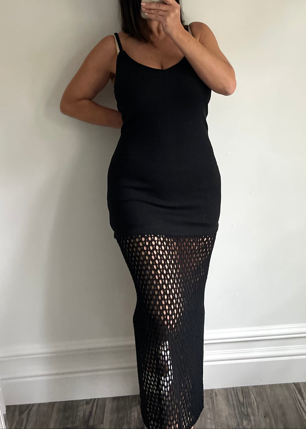 Black Cami Drop Waisted Resort Dress