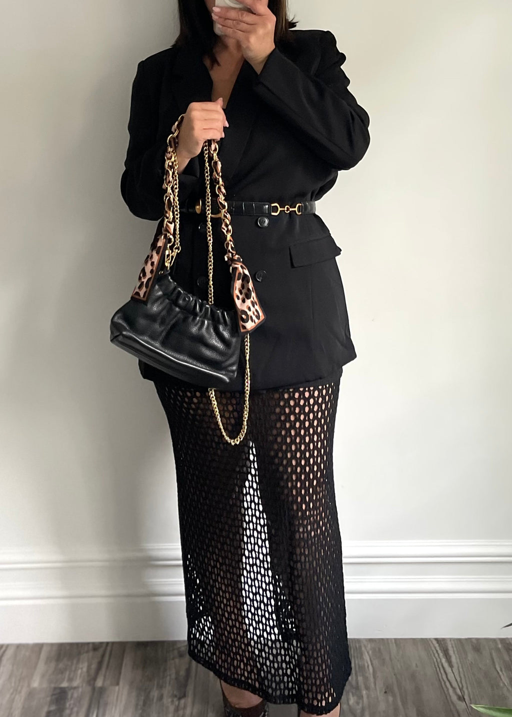 Black Italian Leather Pouch Clutch