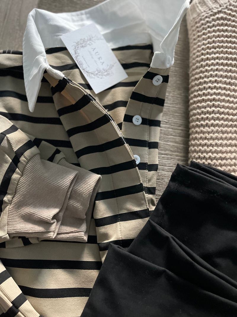 Mocha & Black Rugby Top