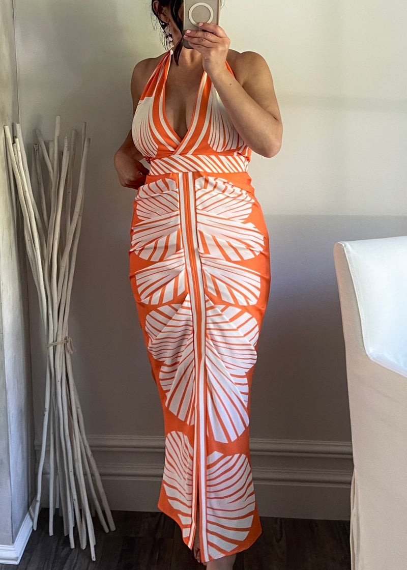 Tangerine Tropics Fitted Maxi