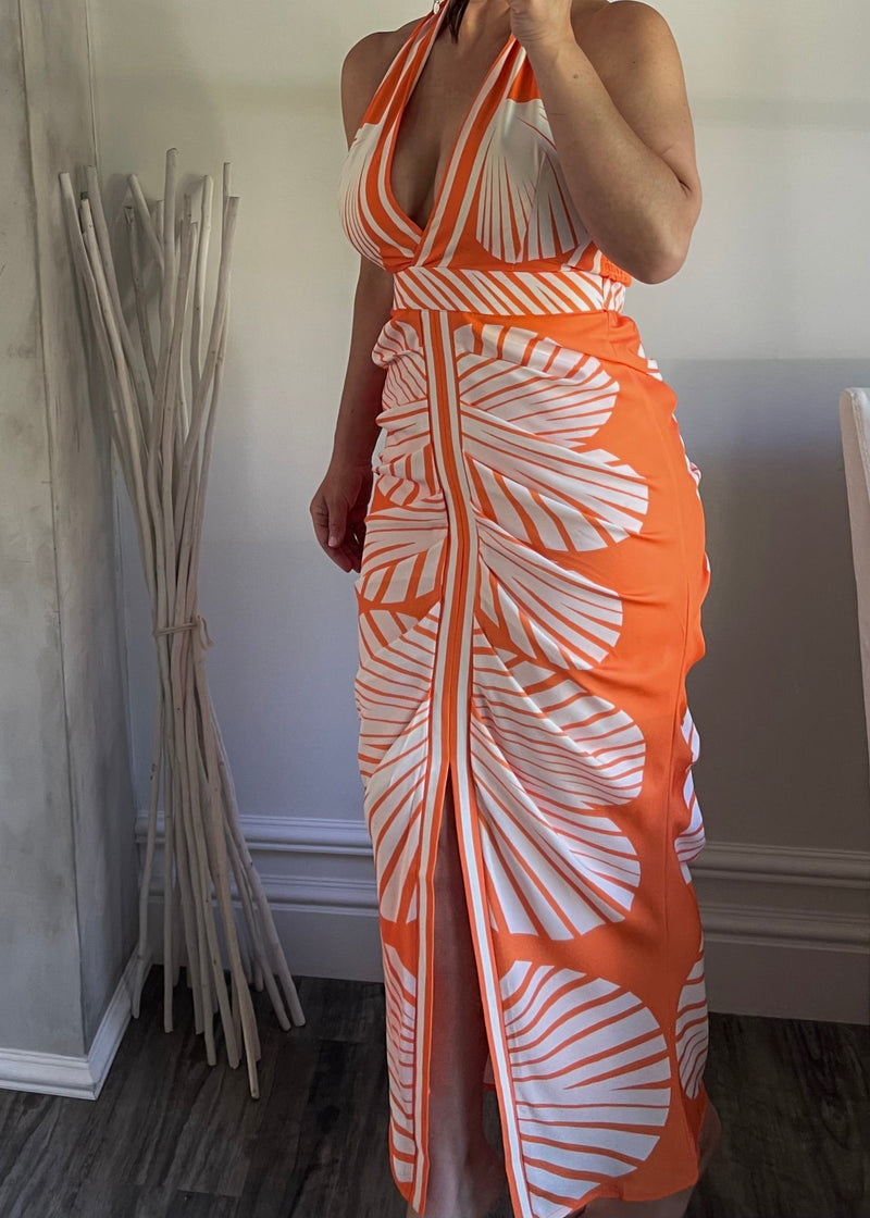 Tangerine Tropics Fitted Maxi