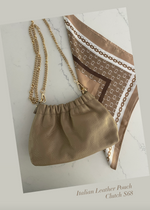 Mocha Italian Leather Pouch Clutch