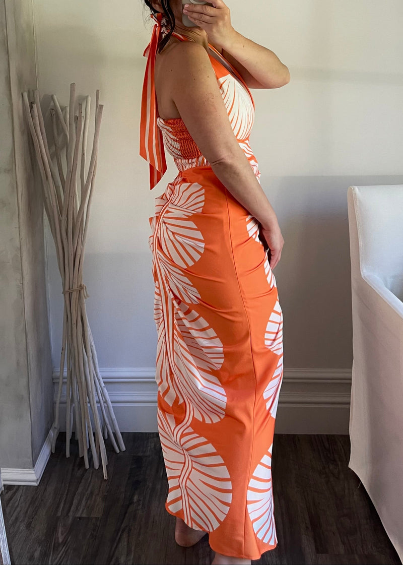 Tangerine Tropics Fitted Maxi