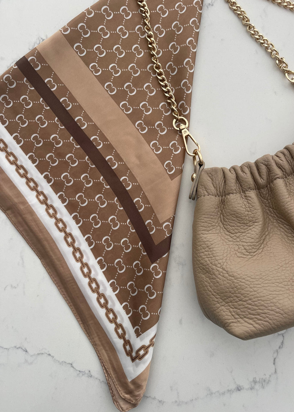 Mocha Patterned Silk Scarf